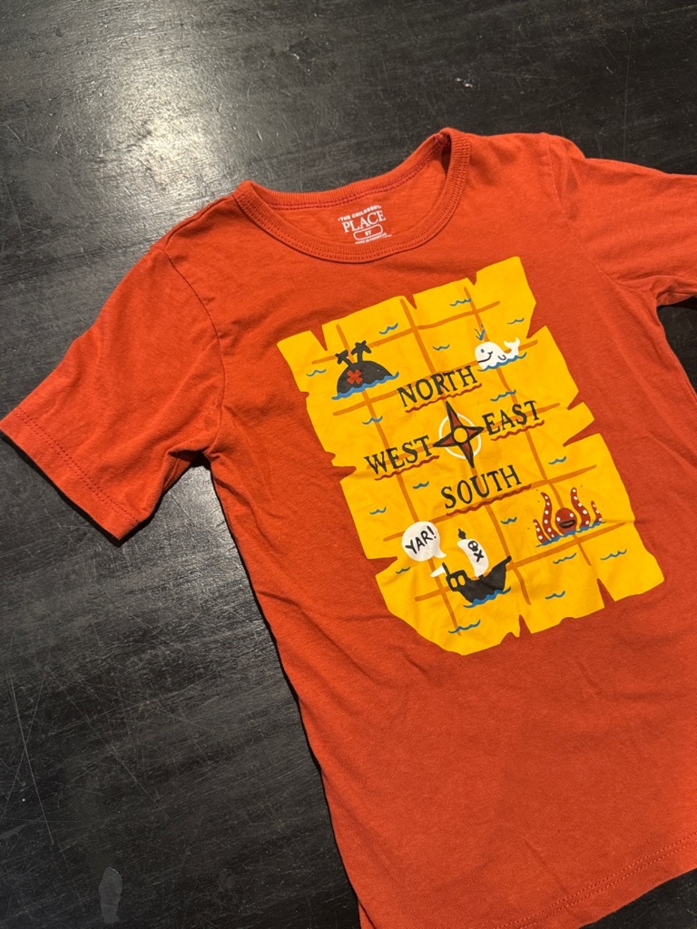 4/$15 The Children's Place Orange Short-Sleeve Pirate Map Tee - Picture 2 of 4